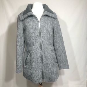 Kensie Tweed Coat with Knit Collar